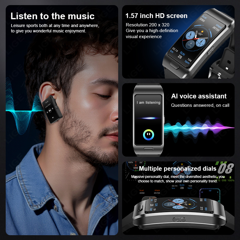 LIGE New Smart Watch Earbuds T - Wireless Earbuds Tws 评论和价格